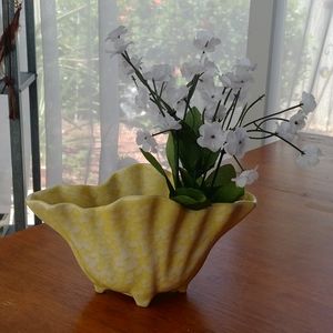 Yellow with White Speckles Ceramic Vase/Bowl